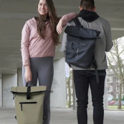 New Rebels Mart New York Taupe 21L Rugtas Rolltop Waterafstotend Laptop 15.6