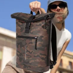 New Rebels Mart New York Camouflage Groen 21L Rugtas Rolltop Waterafstotend Laptop 15.6