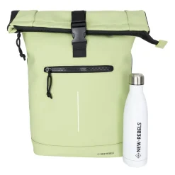 New Rebels Mart New York Matt Green 21L Rolltop Rugtas – Waterafstotend – Geschikt voor 15.6” Laptop