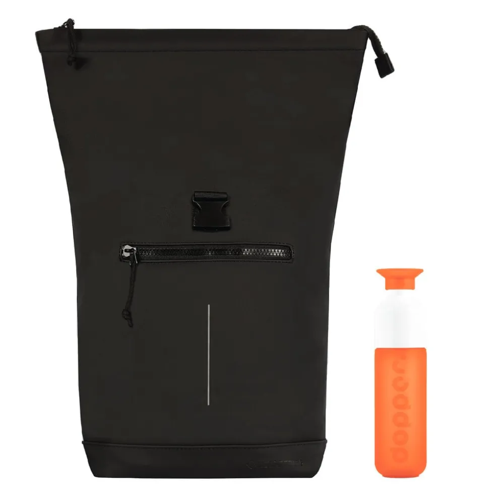 New Rebels Mart New York Zwart 21L Rugzak Rolltop Waterafstotend Laptop 15.6"