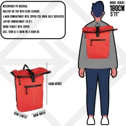 New Rebels Mart New York Rood 21L Rugtas Rolltop Waterafstotend Laptop 15.6