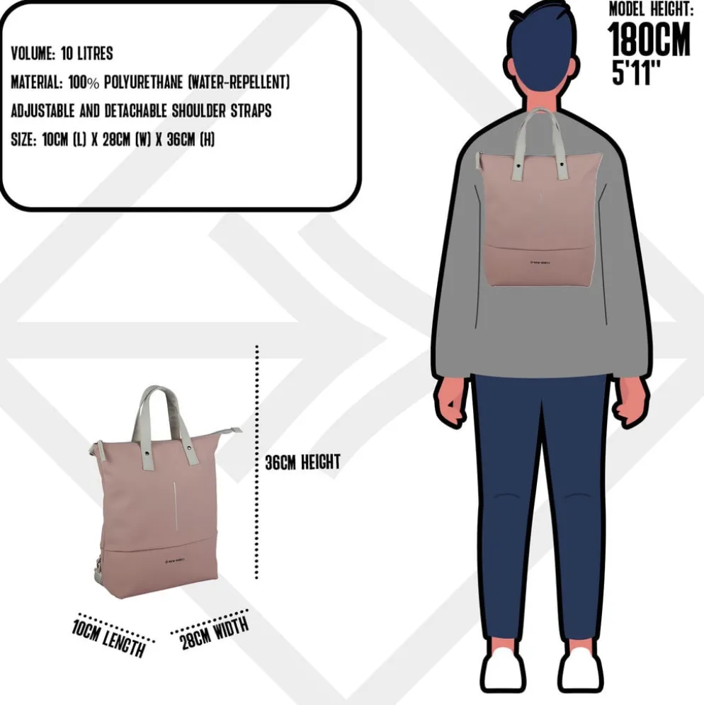 New Rebels Matteo Trenton Oudroze 18L Rugzak Shopper Waterafstotend