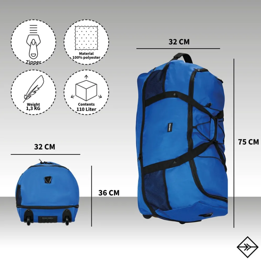New Rebels Nevada Newark Navy 110L Rollable Trolley Weekendtas Waterafstotend