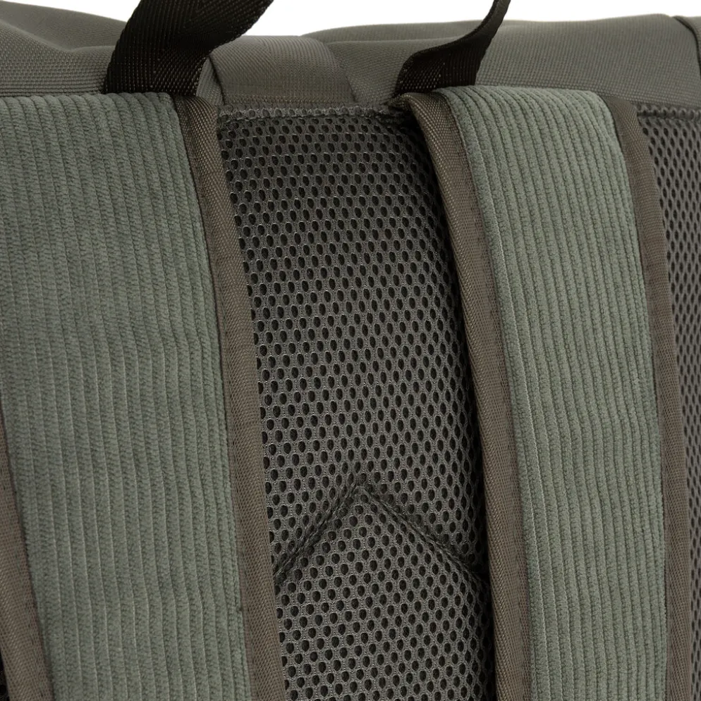 New Rebels New York Ribbi Rolltop Rugzak 17-21L Schooltas & Werktas Ribstof Laptop Rugtas 15.6 inch Sage Green