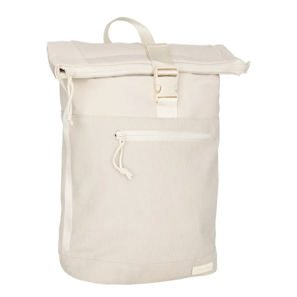 New Rebels New York Ribbi Rolltop Rugzak 17-21L Schooltas & Werktas Ribstof Laptop Rugtas 15.6 inch Beige
