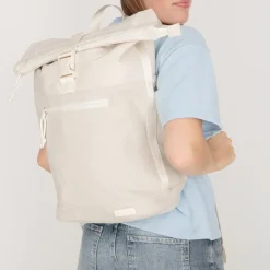 New Rebels New York Ribbi Rolltop Rugzak 17-21L Schooltas & Werktas Ribstof Laptop Rugtas 15.6 inch Beige
