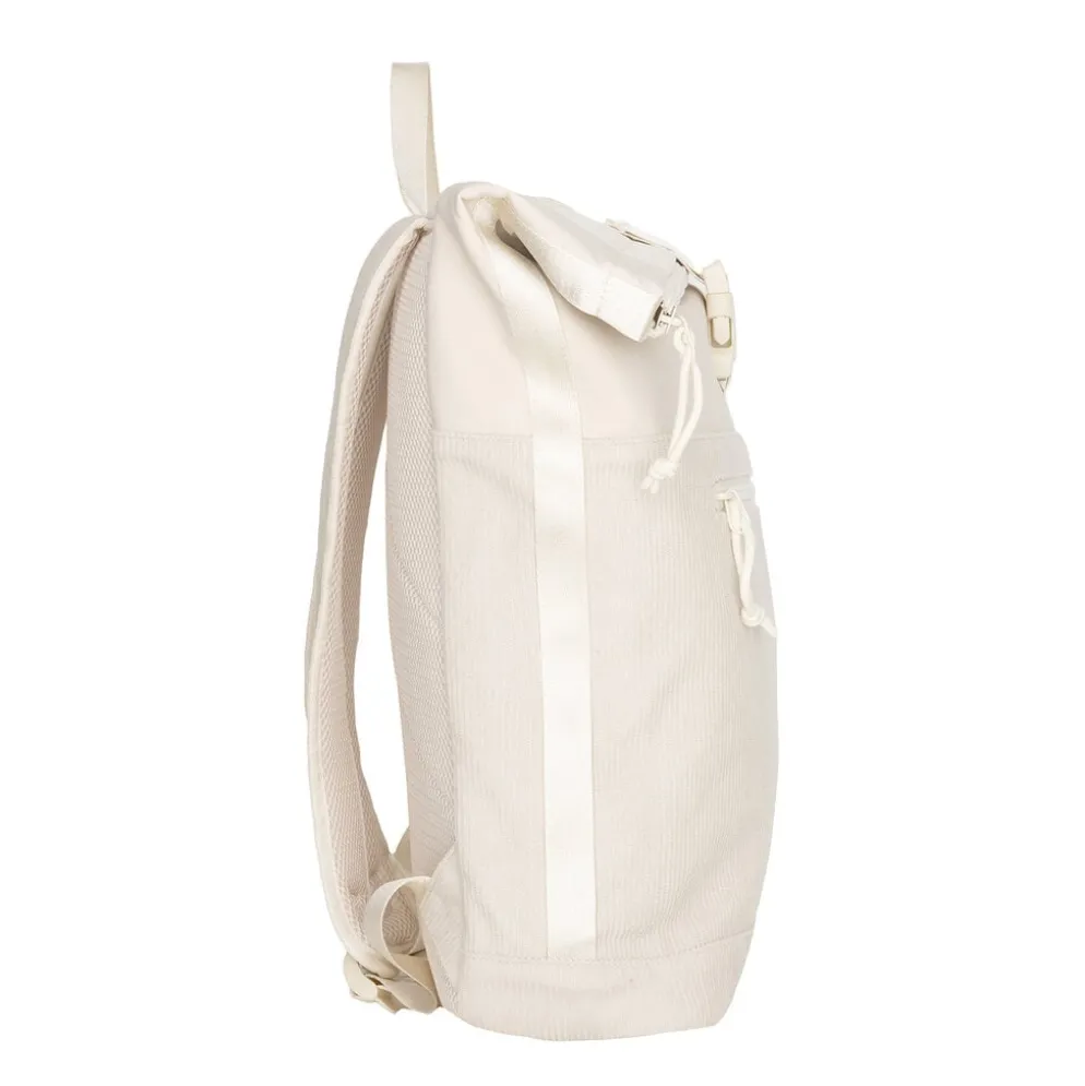 New Rebels New York Ribbi Rolltop Rugzak 17-21L Schooltas & Werktas Ribstof Laptop Rugtas 15.6 inch Beige