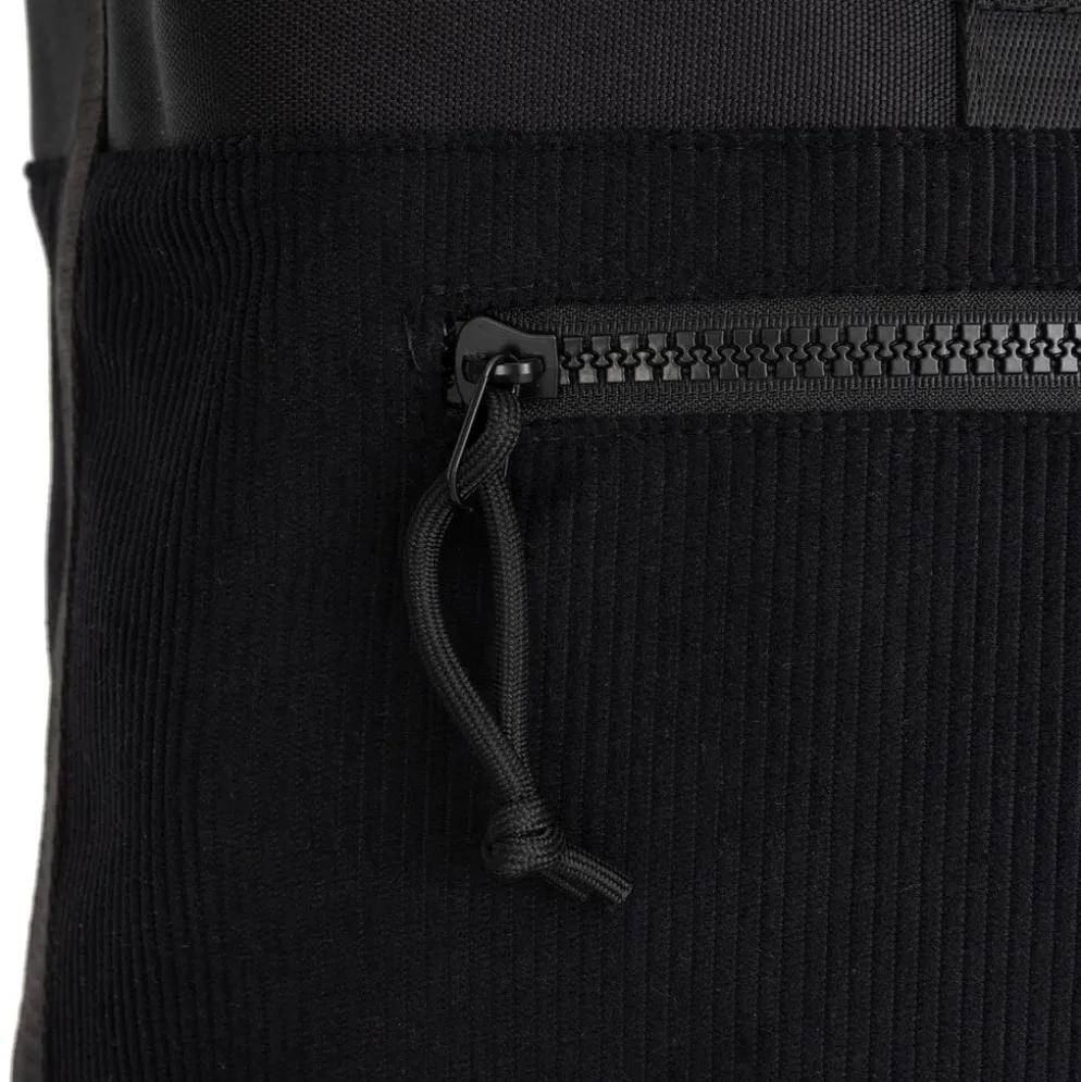 New Rebels New York Ribbi Rolltop Rugzak 17-21L Schooltas & Werktas Ribstof Laptop Rugtas 15.6 inch Zwart