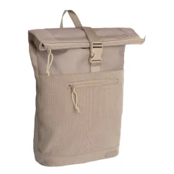 New Rebels New York Ribbi Rolltop Rugzak 17-21L Schooltas & Werktas Ribstof Laptop Rugtas 15.6 inch Taupe