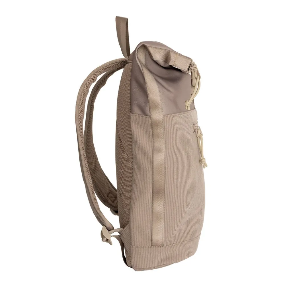 New Rebels New York Ribbi Rolltop Rugzak 17-21L Schooltas & Werktas Ribstof Laptop Rugtas 15.6 inch Taupe