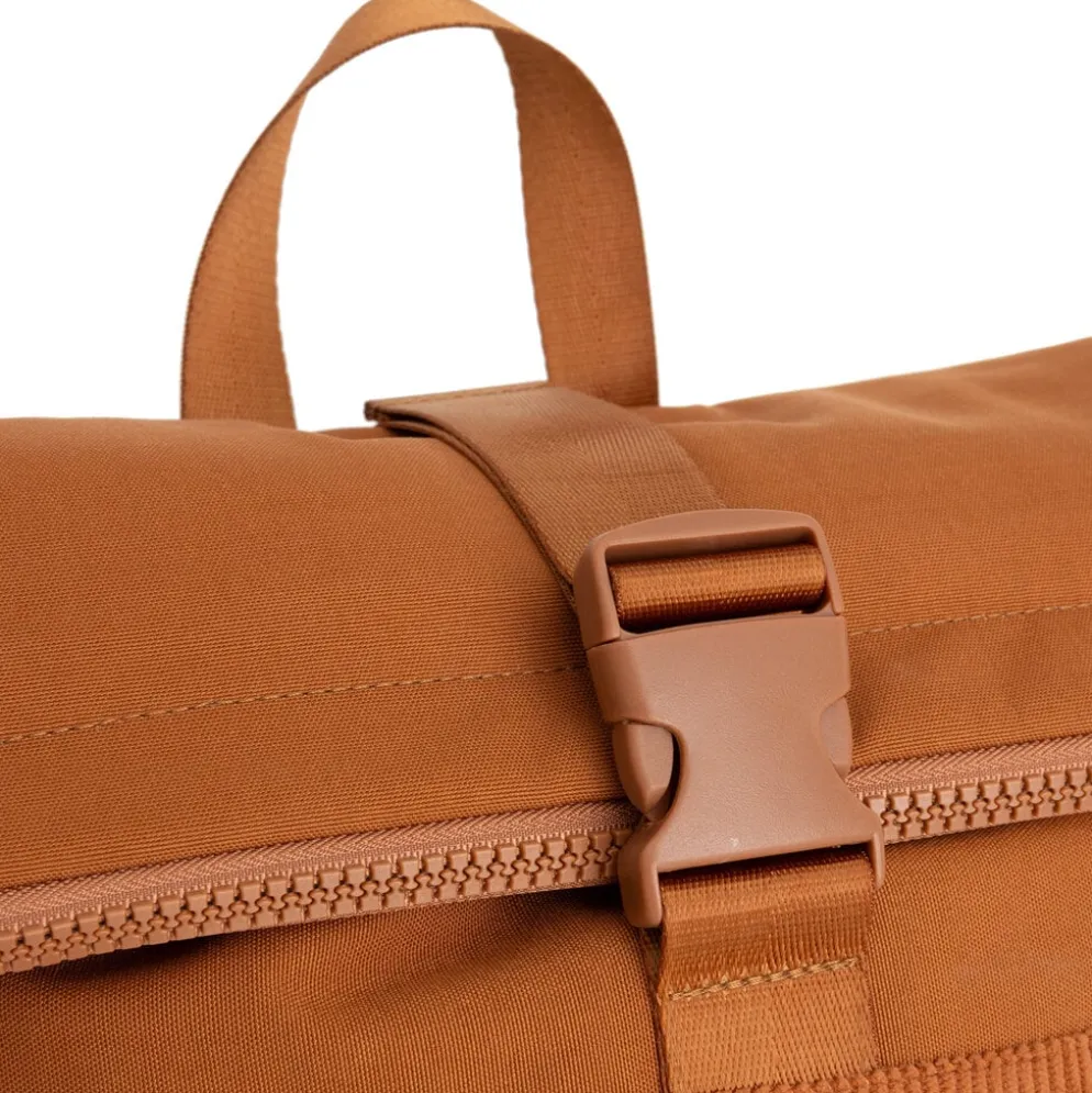 New Rebels New York Ribbi Rolltop Rugzak 17-21L Schooltas & Werktas Ribstof Laptop Rugtas 15.6 inch Oranje coffee bruin