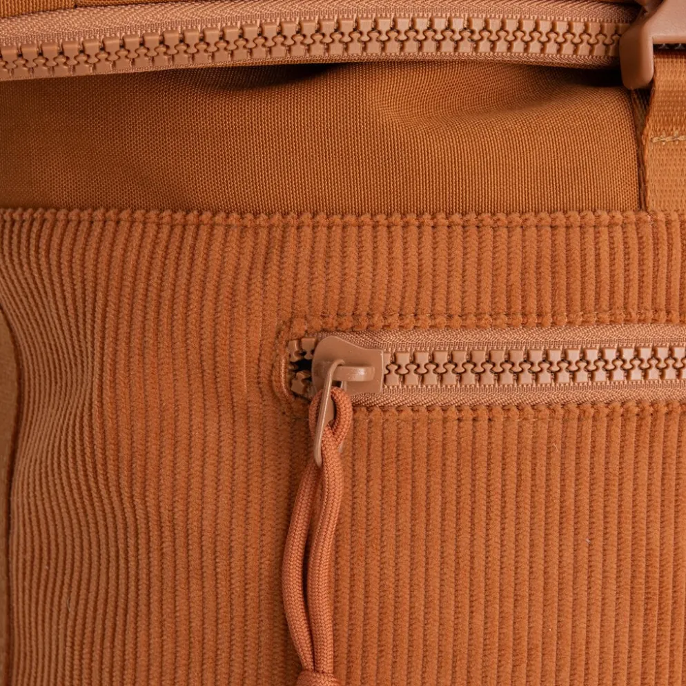 New Rebels New York Ribbi Rolltop Rugzak 17-21L Schooltas & Werktas Ribstof Laptop Rugtas 15.6 inch Oranje coffee bruin