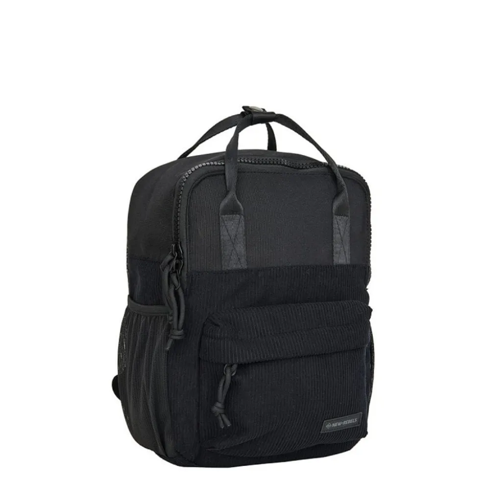 New Rebels Ribbi Juno Handel Backpack mini – Ribstof 900D Polyester 7L Lichtgewicht & Comfortabel – 23x10x31 cm – Dames & Heren Rugzak Black