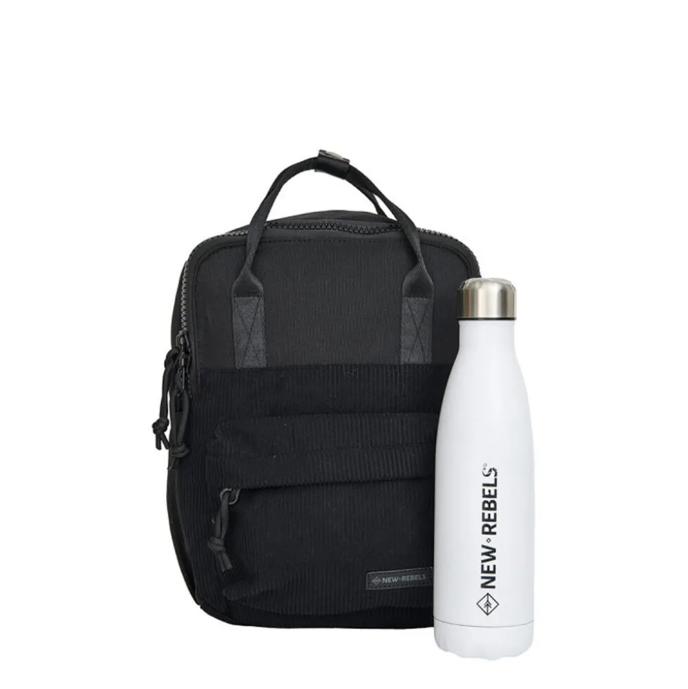 New Rebels Ribbi Juno Handel Backpack mini – Ribstof 900D Polyester 7L Lichtgewicht & Comfortabel – 23x10x31 cm – Dames & Heren Rugzak Black