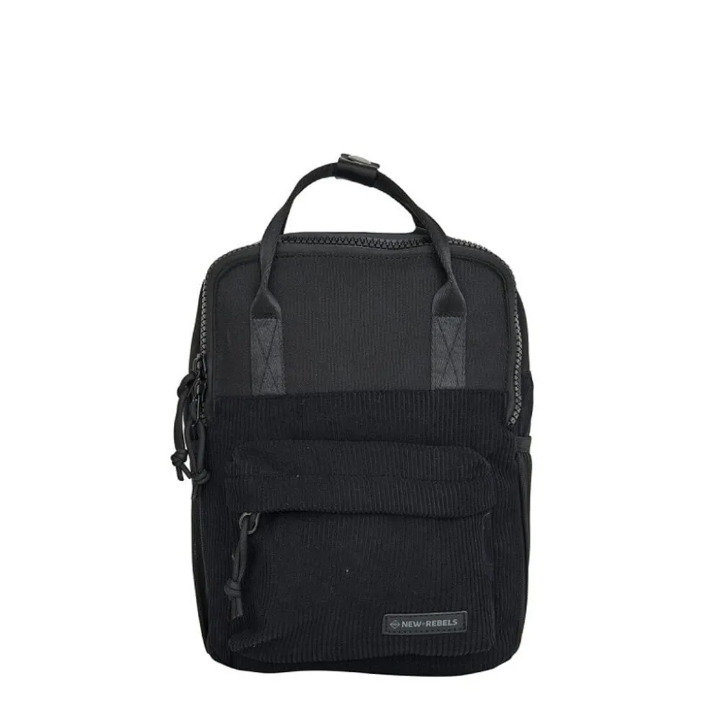 New Rebels Ribbi Juno Handel Backpack mini – Ribstof 900D Polyester 7L Lichtgewicht & Comfortabel – 23x10x31 cm – Dames & Heren Rugzak Black