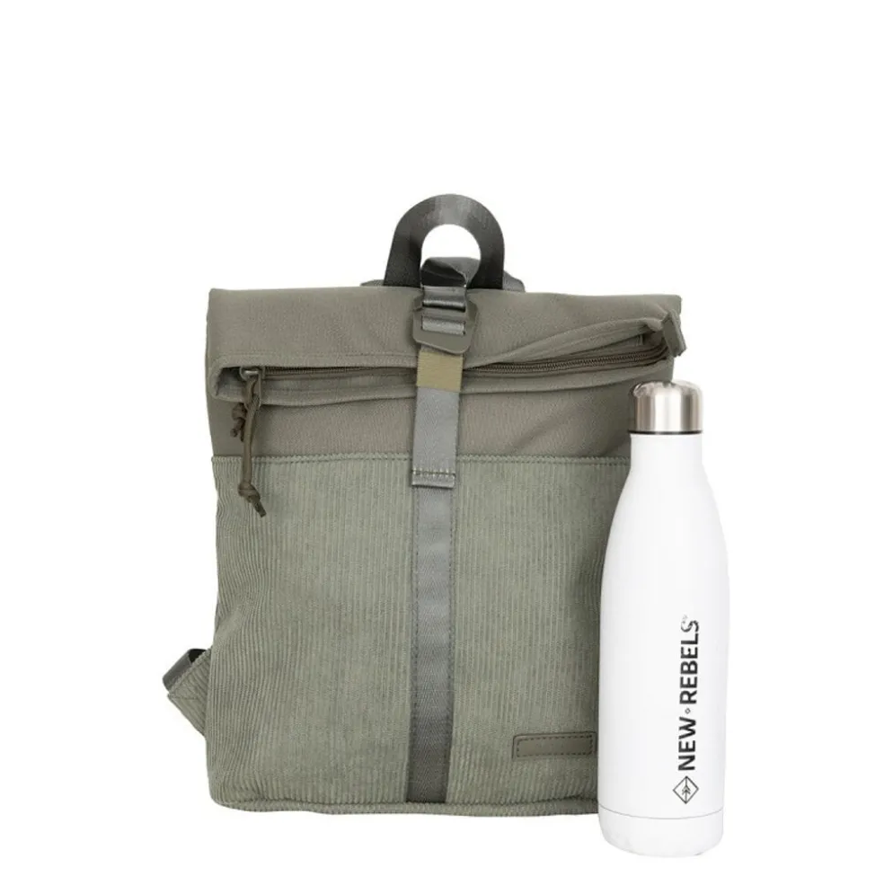 New Rebels Ribbi Los Angeles Rolltop Rugzak Mini Sage Green - 13 L