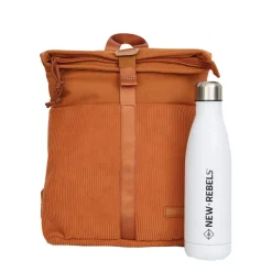New Rebels Ribbi Los Angeles Rolltop Rugzak Mini Coffee Brown / Oranje - 13 L