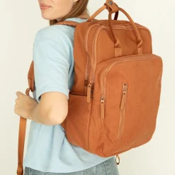 New Rebels Ribbi Milwaukee – Laptoptas Schooltas Werktas 15.6 inch Laptopvak Rugzak Rib Fabric 18L Oranje / Coffee Brown