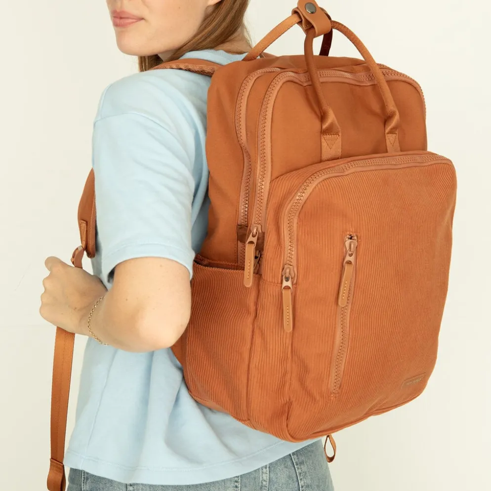 New Rebels Ribbi Milwaukee – Laptoptas Schooltas Werktas 15.6 inch Laptopvak Rugzak Rib Fabric 18L Oranje / Coffee Brown
