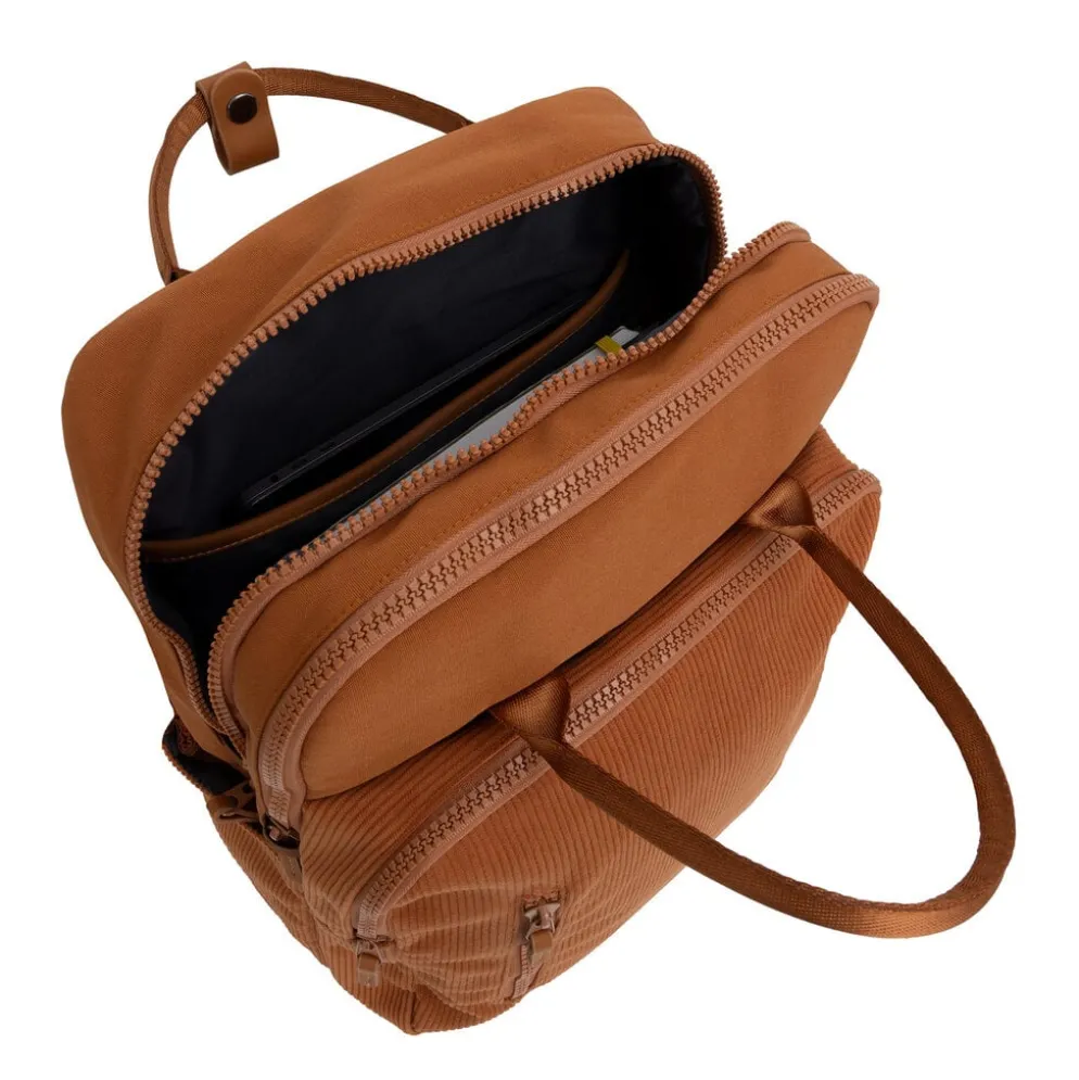 New Rebels Ribbi Milwaukee – Laptoptas Schooltas Werktas 15.6 inch Laptopvak Rugzak Rib Fabric 18L Oranje / Coffee Brown