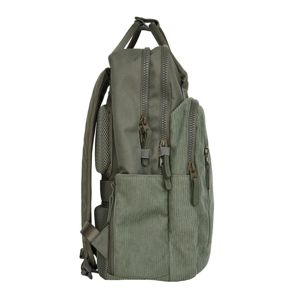 New Rebels Ribbi Milwaukee – Laptoptas Schooltas Werktas 15.6 inch Laptopvak Rugzak Rib Fabric 18L Sage Green