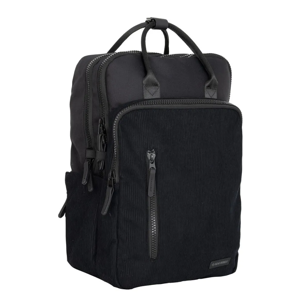 New Rebels Ribbi Milwaukee – Laptoptas Schooltas Werktas 15.6 inch Laptopvak Rugzak Rib Fabric 18L Zwart