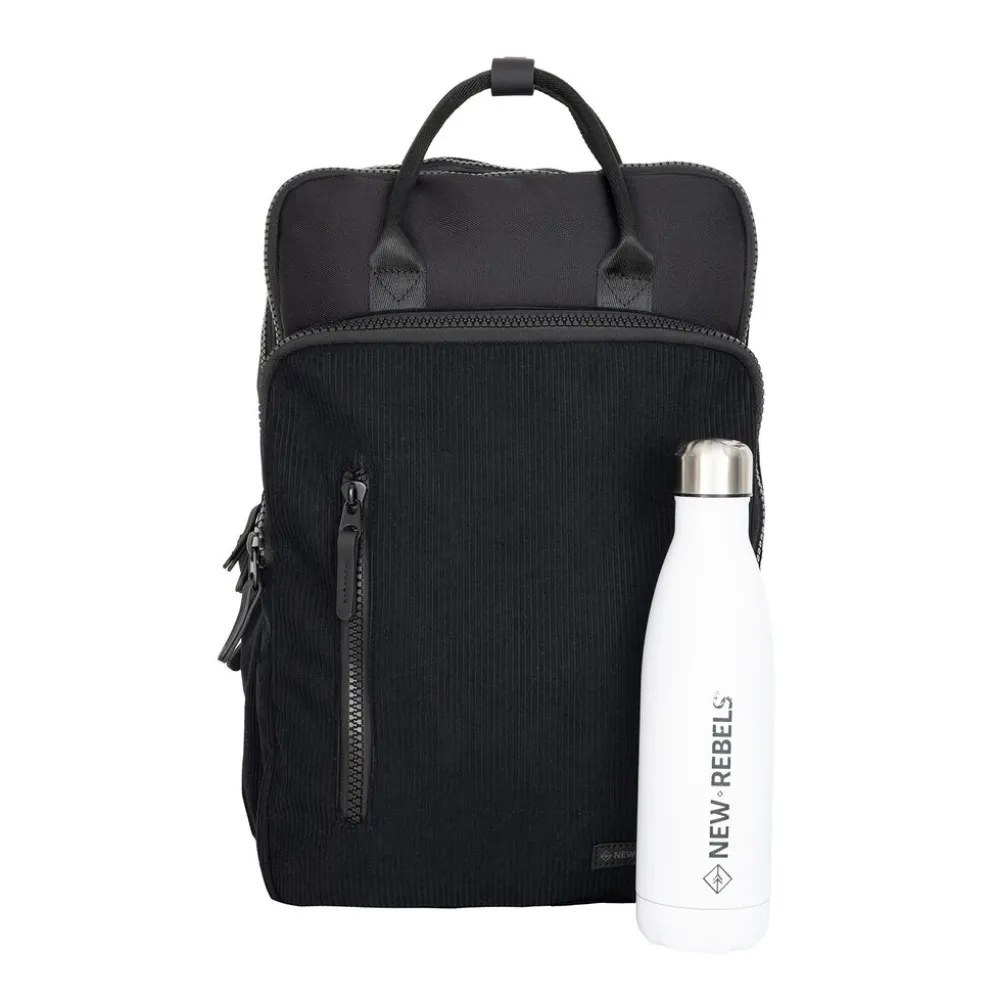 New Rebels Ribbi Milwaukee – Laptoptas Schooltas Werktas 15.6 inch Laptopvak Rugzak Rib Fabric 18L Zwart