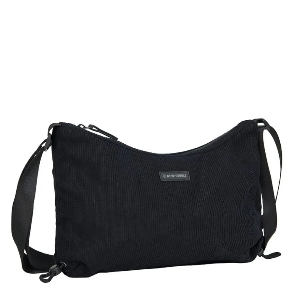 New Rebels Ribbi Rose Schoudertas 6.1L Ribstof Polyester – Comfortabele dagelijkse crossbody - Zwart