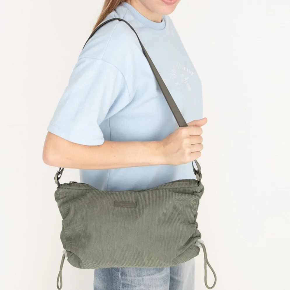 New Rebels Ribbi Rose Schoudertas 6.1L Ribstof Polyester – Comfortabele dagelijkse crossbody - Sage Green