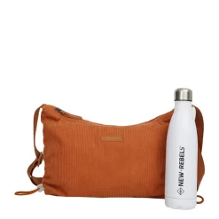 New Rebels Ribbi Rose Schoudertas 6.1L Ribstof Polyester – Comfortabele dagelijkse crossbody Oranje Coffee Brown