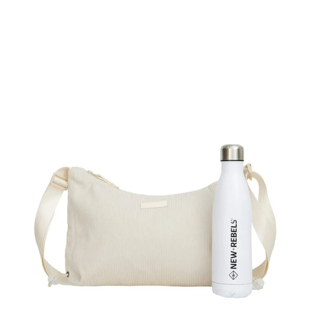 New Rebels Ribbi Rose Schoudertas 6.1L Ribstof Polyester – Comfortabele dagelijkse crossbody - Beige