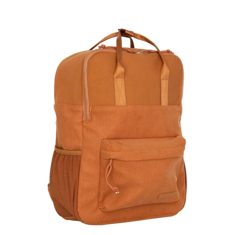 New Rebels Springfield Ribbi Rugzak 13L – Stevig Rib Polyester – Lichtgewicht Schooltas & Werktas - Coffee Brown / Cognac