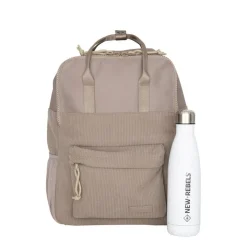 New Rebels Springfield Ribbi Rugzak 13L – Stevig Rib Polyester – Lichtgewicht Schooltas & Werktas - Taupe