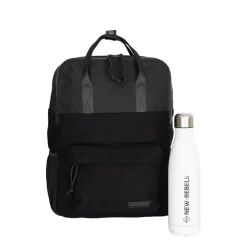 New Rebels Springfield Ribbi Rugzak 13L – Stevig Rib Polyester – Lichtgewicht Schooltas & Werktas - Black