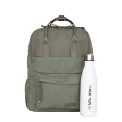 New Rebels Springfield Ribbi  Rugzak 13L – Stevig Rib Polyester – Lichtgewicht Schooltas & Werktas - Sage Green