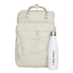 New Rebels Trondheim Rugzak – Laptop Rugtas 15,6 inch – Schooltas & Werktas – Waterafstotend – 18L – Nylon/PU – Beige
