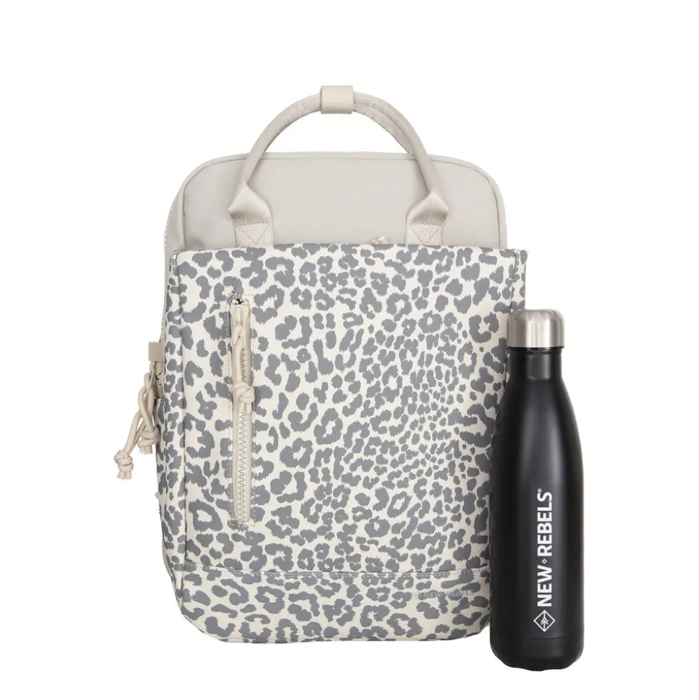 New Rebels Urban Leopard Miami Rugzak 9L Waterafstotende Laptop Rugtas 13 inch Schooltas en Werktas van PU Leopard Print