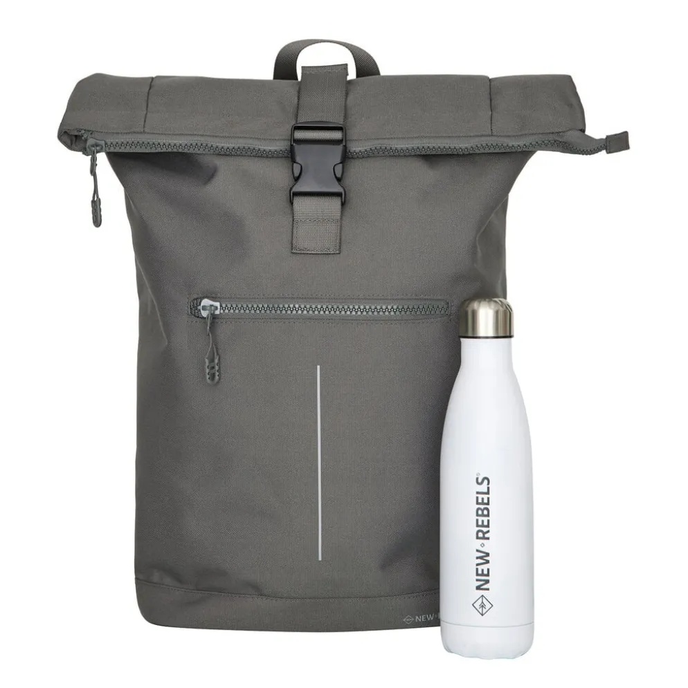 New Rebels Valor New York antracietgrijs 21L Rugzak Rolltop Waterafstotend Laptop 15,6 inch