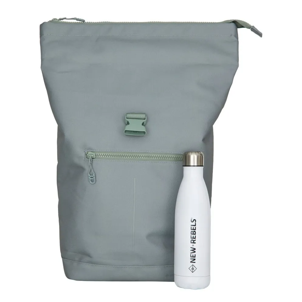 New Rebels Valor New York salie green 21L Rugzak Rolltop Waterafstotend Laptop 15.6 inch