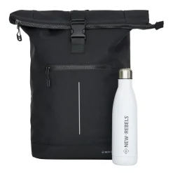 New Rebels Valor New York Zwart 21L Rugtas Rolltop Waterafstotend Laptop 15.6