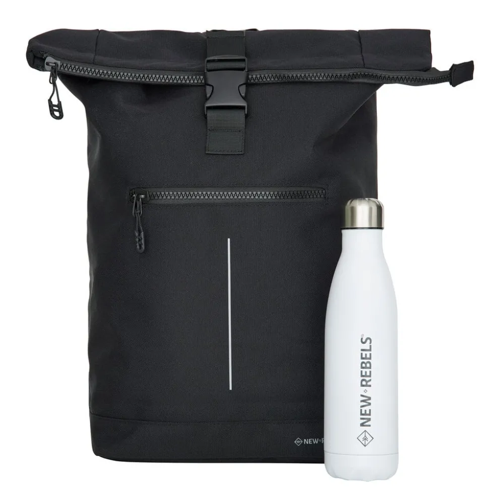 New Rebels Valor New York Zwart 21L Rugtas Rolltop Waterafstotend Laptop 15.6"