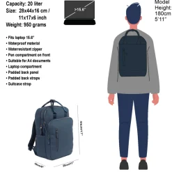 New Rebels William Milwaukee Navy 18L Rugzak Waterafstotend Laptop 15.6