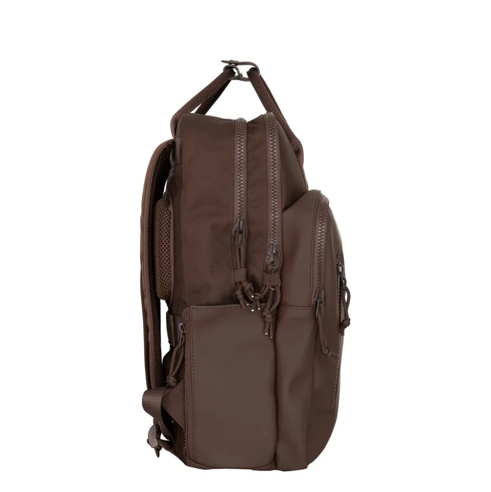 New Rebels William Milwaukee 18 L Laptoprugzak – Waterafstotend PU, Geschikt voor 15,6″ Laptop Mocca