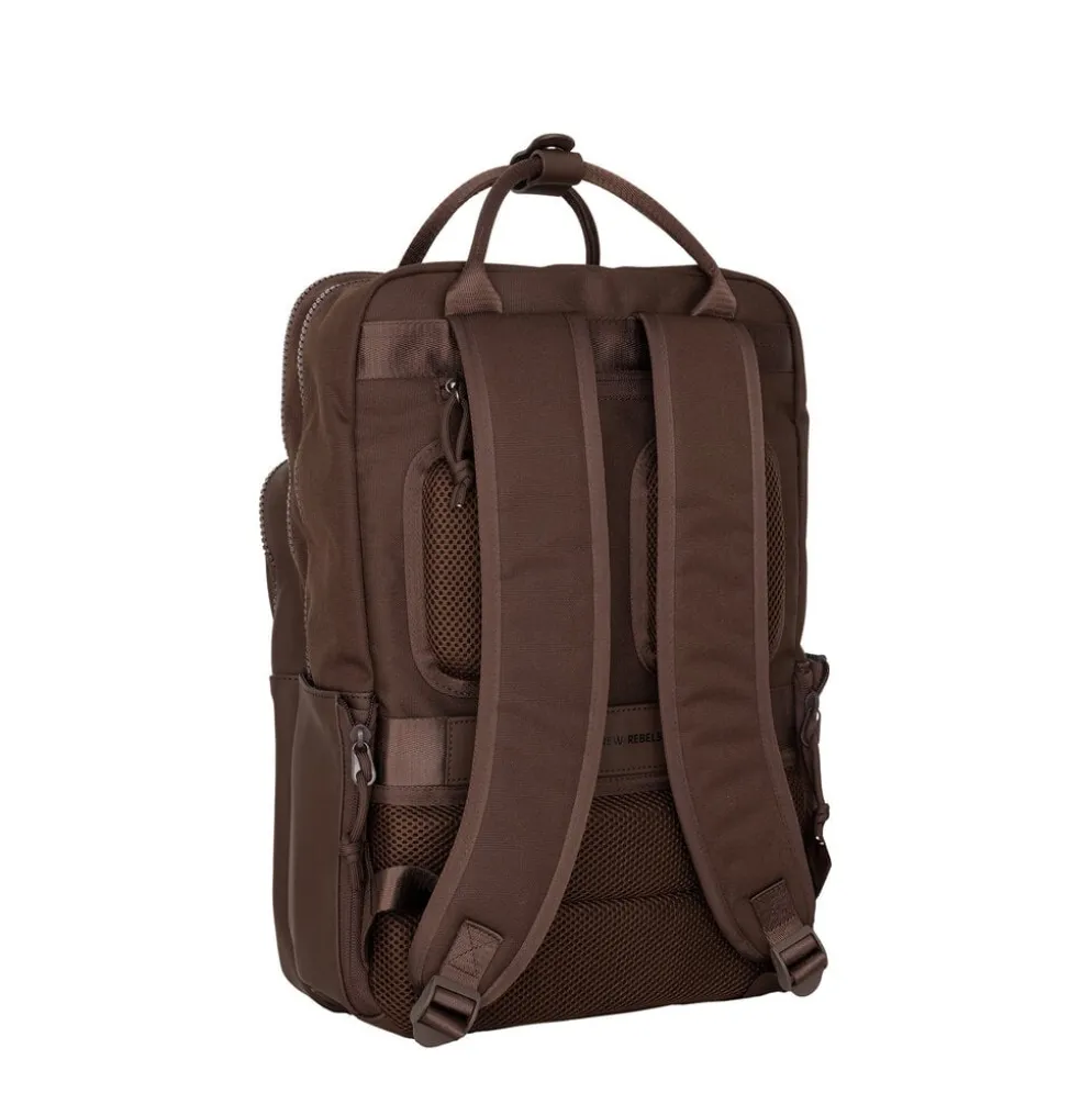 New Rebels William Milwaukee 18 L Laptoprugzak – Waterafstotend PU, Geschikt voor 15,6″ Laptop Mocca