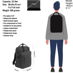 New Rebels William Milwaukee Zwart 18L Rugzak Waterafstotend Laptop 15.6
