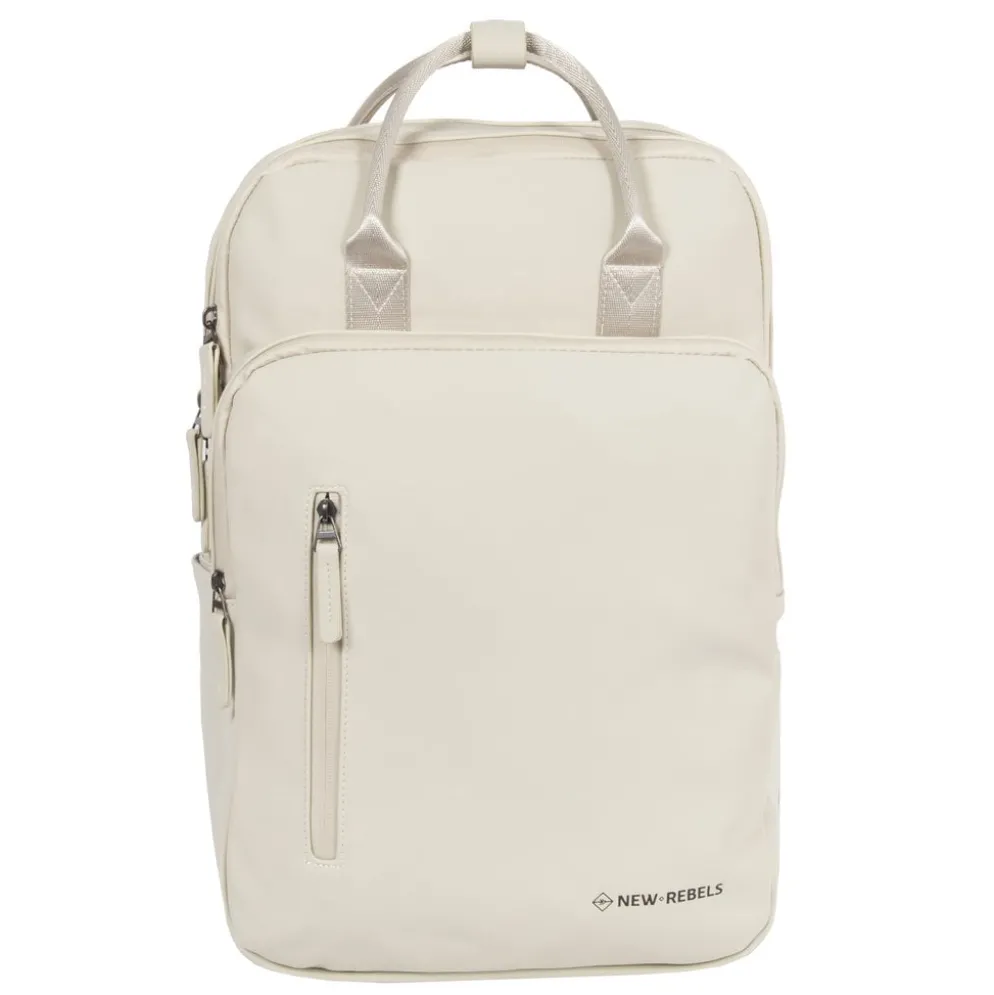 New Rebels William Milwaukee 18 L Laptoprugzak – Waterafstotend PU, Geschikt voor 15,6″ Laptop – Beige