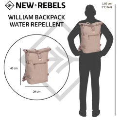 New Rebels William Riverside Oudroze 19L Rugzak Waterafstotend Laptop 15.6