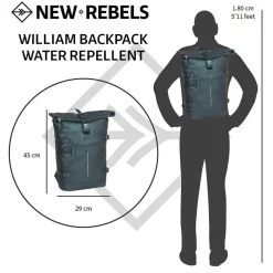 New Rebels William Riverside Metallic Green 19L Rugzak Waterafstotend Laptop 15.6
