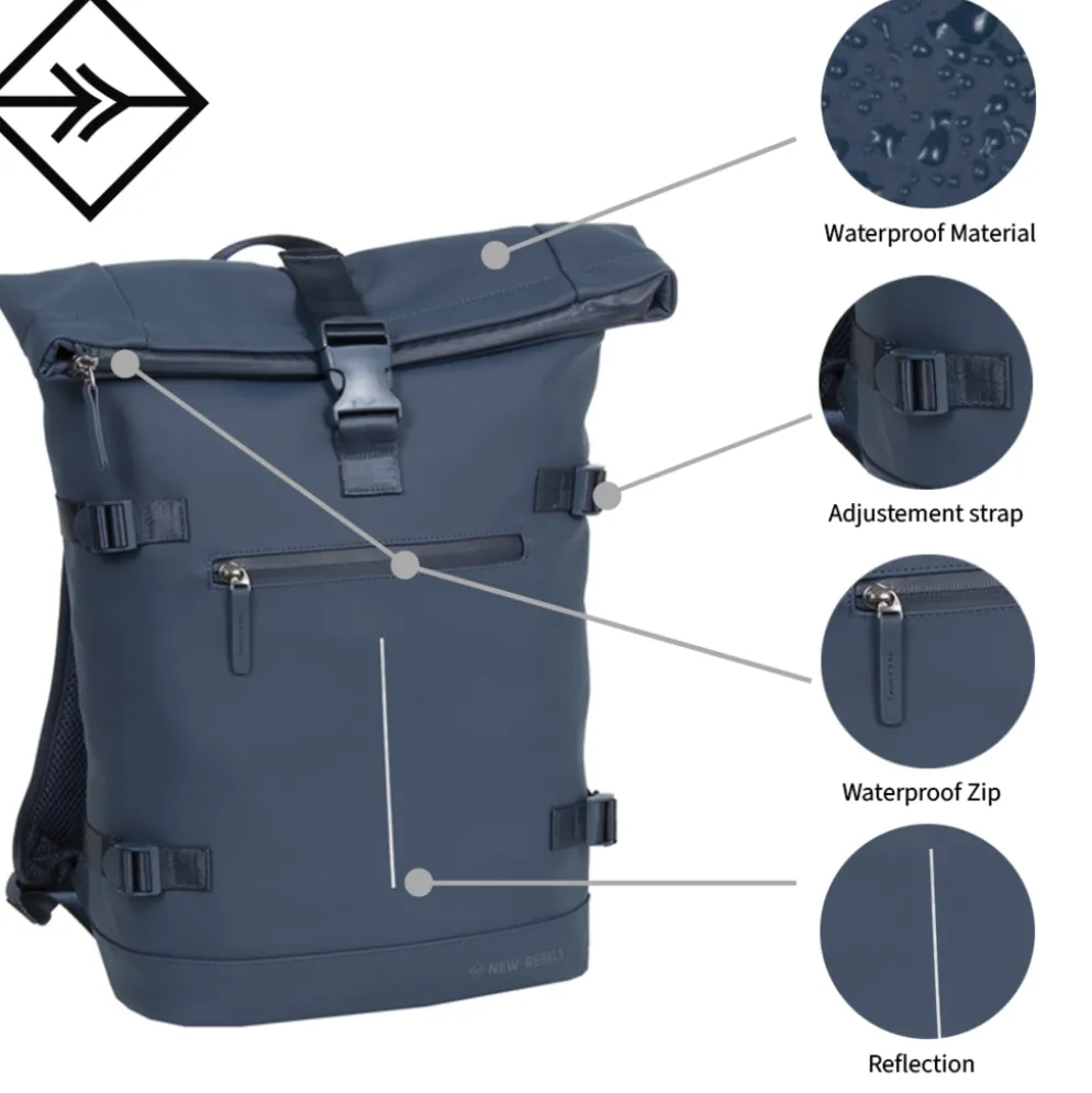 New Rebels William Riverside Antraciet 19L Rugzak Waterafstotend Laptop 15.6"
