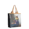 Piace Molto Arts Melkmeisje Shopper – Nylon Boodschappentas met Print – 39x18x43 cm – Leren Handvat – Stevig & Ruim – 100% Nylon